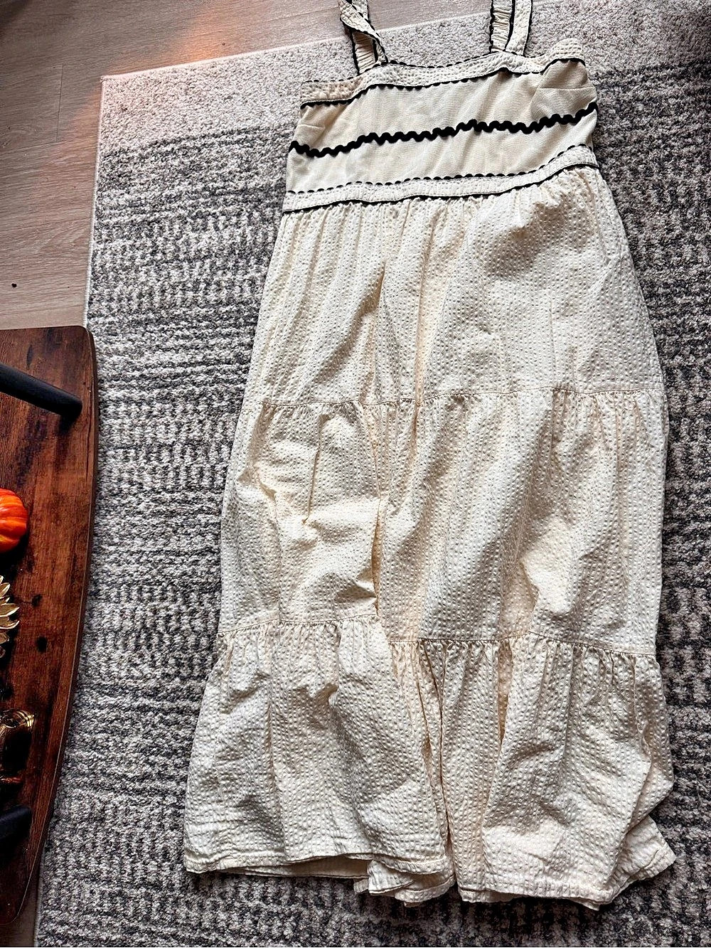 Jaypna Tiered Cotton Mini Dress in Cream Size XL